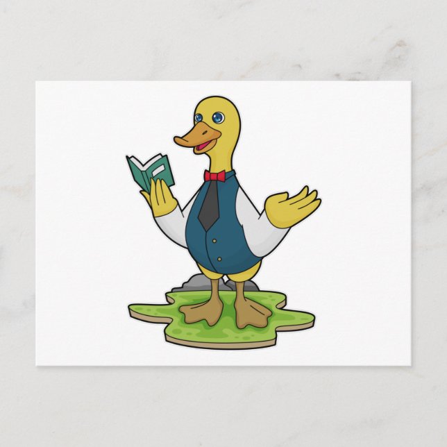Ente als Lehrerin mit Buch Postkarte (Vorderseite)