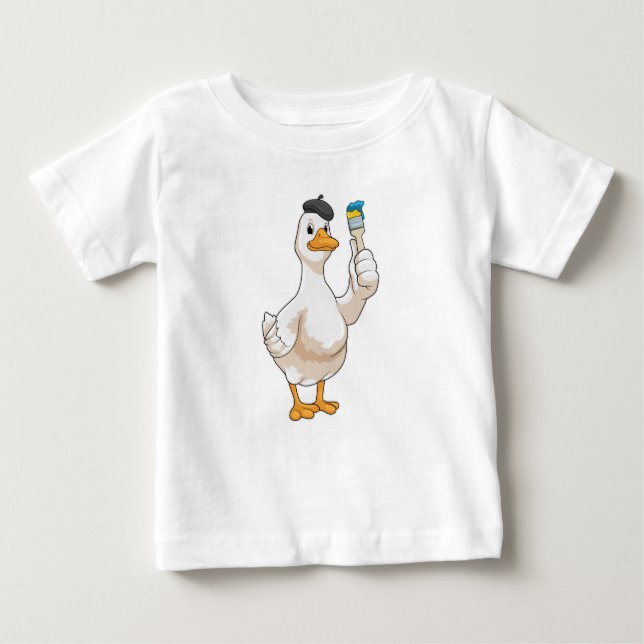 Ente als Maler mit Pinsel Baby T-shirt (Vorderseite)