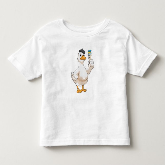 Ente als Maler mit Pinsel Kleinkind T-shirt (Vorderseite)