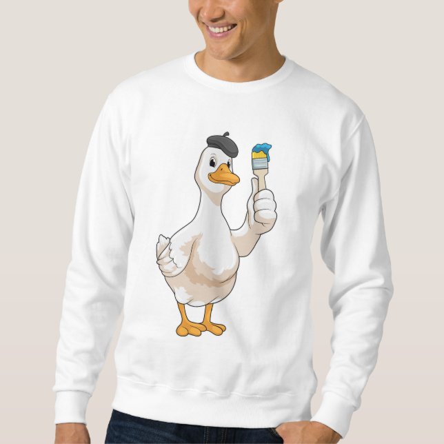 Ente als Maler mit Pinsel Sweatshirt (Vorderseite)