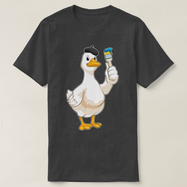 Ente als Maler mit Pinsel T-Shirt (Design vorne)