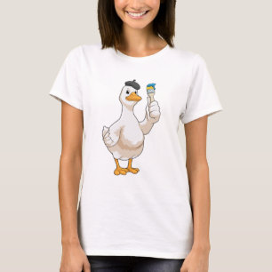 Ente als Maler mit Pinsel T-Shirt