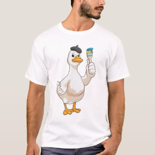 Ente als Maler mit Pinsel T-Shirt