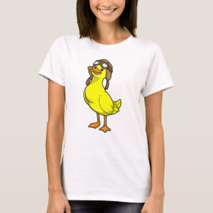 Ente als Pilot mit Cap & Goggles T-Shirt