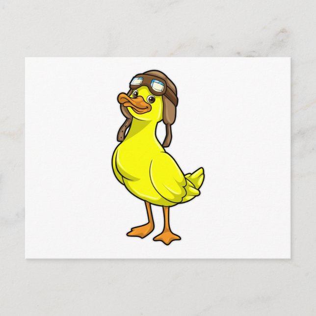 Ente als Pilot mit Kappe und Schutzbrille Postkarte (Vorderseite)