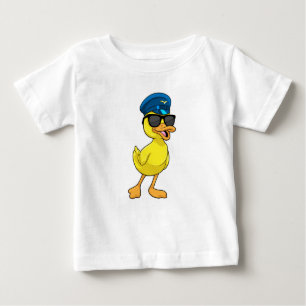 Ente als Pilot mit Pilotenhut Baby T-shirt