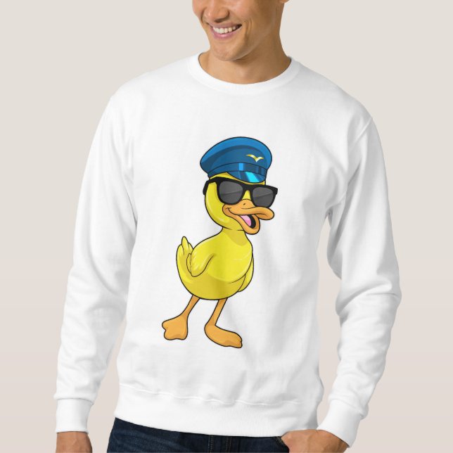 Ente als Pilot mit Pilotenhut Sweatshirt (Vorderseite)