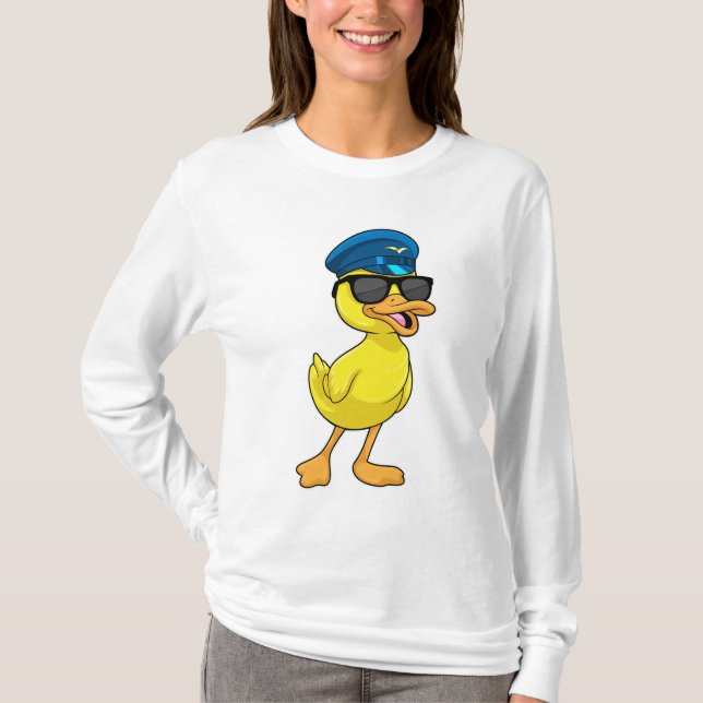 Ente als Pilot mit Pilotenhut T-Shirt (Vorderseite)