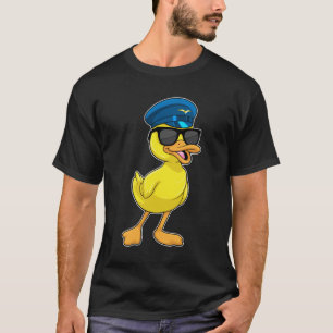 Ente als Pilot mit Pilotenhut T-Shirt