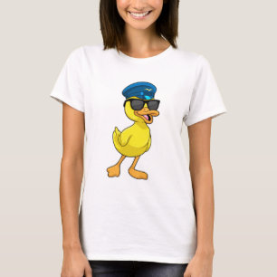 Ente als Pilot mit Pilotenhut T-Shirt