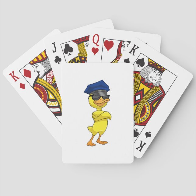 Ente als Polizeibeamter mit Polizeischutz Spielkarten (Rückseite)