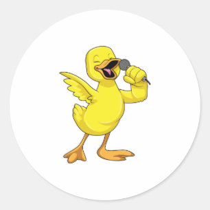 Ente als Sänger mit Mikrofon Runder Aufkleber