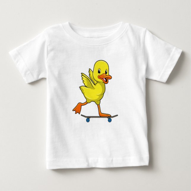 Ente als Skater mit Skateboard Baby T-shirt (Vorderseite)