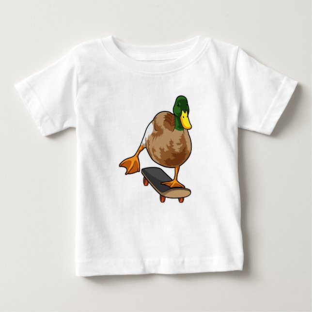 Ente als Skater mit Skateboard Baby T-shirt (Vorderseite)