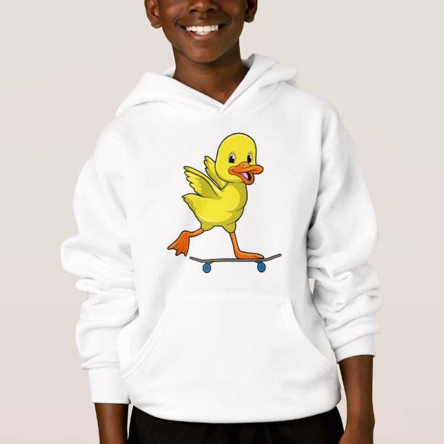 Ente als Skater mit Skateboard Hoodie (Vorderseite)