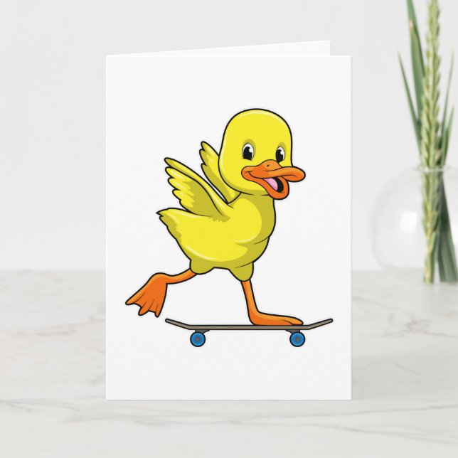 Ente als Skater mit Skateboard Karte (Vorderseite)
