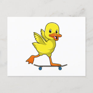 Ente als Skater mit Skateboard Postkarte