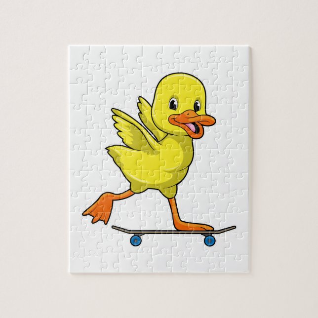 Ente als Skater mit Skateboard Puzzle (Vertikal)