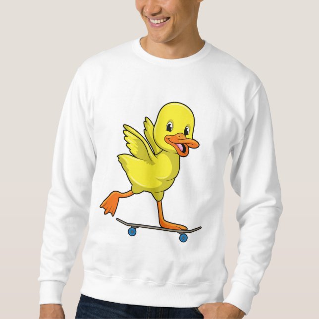 Ente als Skater mit Skateboard Sweatshirt (Vorderseite)