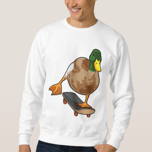 Ente als Skater mit Skateboard Sweatshirt (Vorderseite)