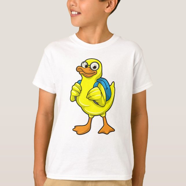 Ente als Student mit Backpack T-Shirt (Vorderseite)