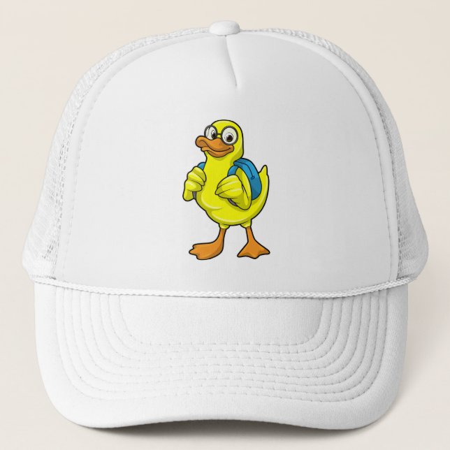 Ente als Student mit Backpack Truckerkappe (Vorderseite)