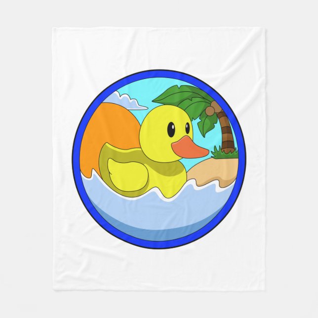 Ente am Strand mit Palmen.PNG Fleecedecke (Vorderseite)