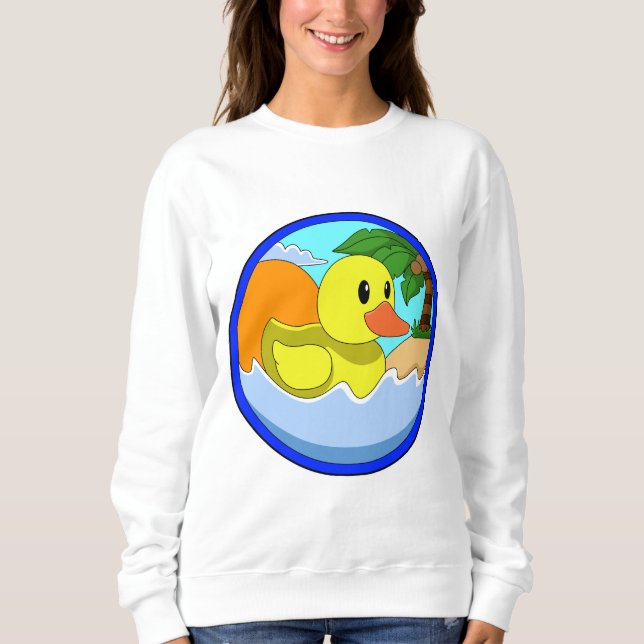 Ente am Strand mit Palmen.PNG Sweatshirt (Vorderseite)