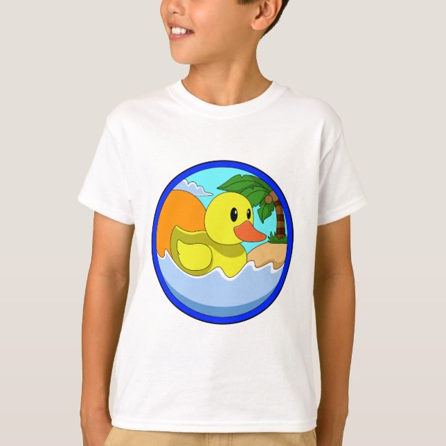 Ente am Strand mit Palmen.PNG T-Shirt (Vorderseite)