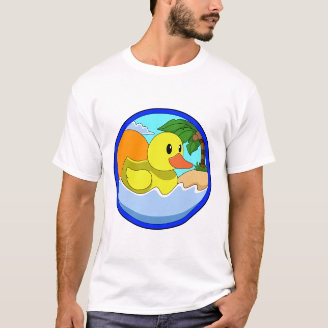 Ente am Strand mit Palmen.PNG T-Shirt (Vorderseite)