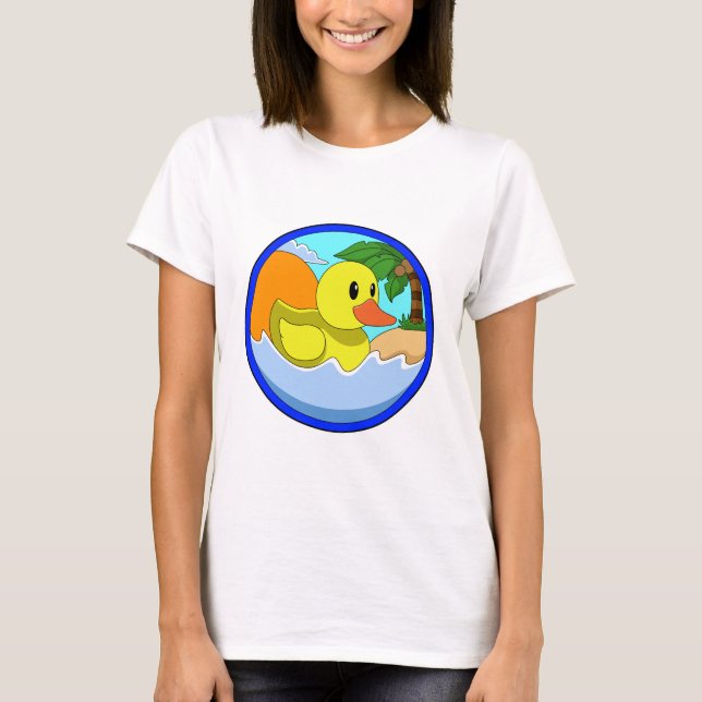 Ente am Strand mit Palmen.PNG T-Shirt (Vorderseite)
