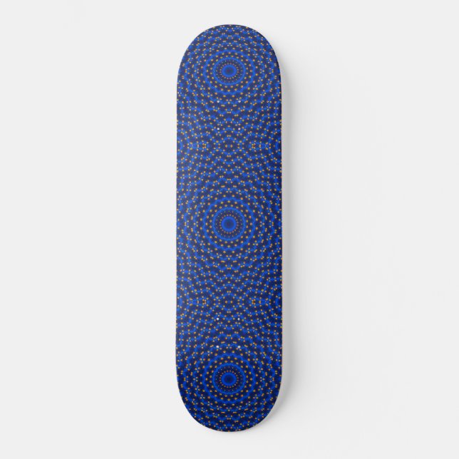 Ente auf Blau Kaleidoscope Klein Skateboard (Vorderseite)