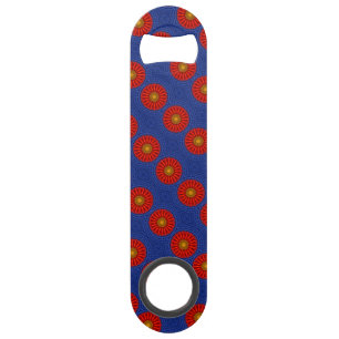 Ente auf Blau mit rotem Kaleidoskop Speed Flaschenöffner