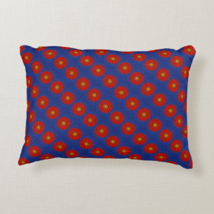 Ente auf blau mit rotem Kaleidoskop Zierkissen