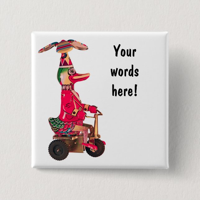 Ente auf einem Trike Button (Vorderseite)