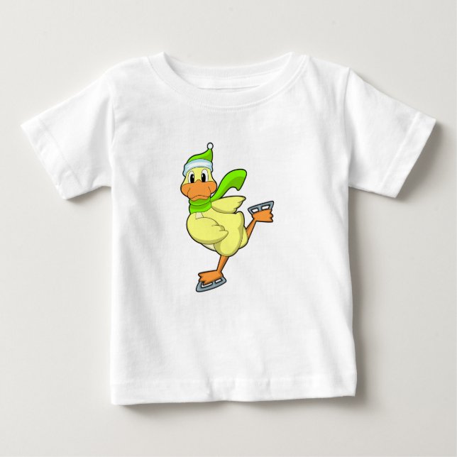 Ente bei Ice-Skaten mit Eis-Skaten Baby T-shirt (Vorderseite)