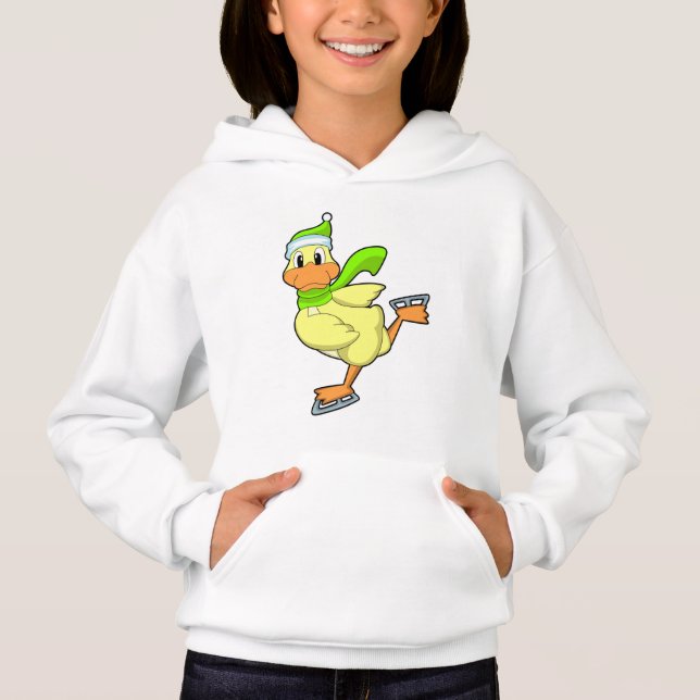 Ente bei Ice-Skaten mit Eis-Skaten Hoodie (Vorderseite)