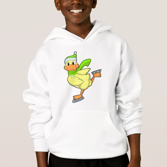 Ente bei Ice-Skaten mit Eis-Skaten Hoodie (Vorderseite)