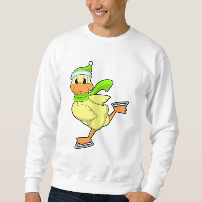 Ente bei Ice-Skaten mit Eis-Skaten Sweatshirt (Vorderseite)