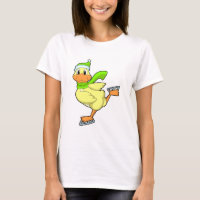 Ente bei Ice-Skaten mit Eis-Skaten