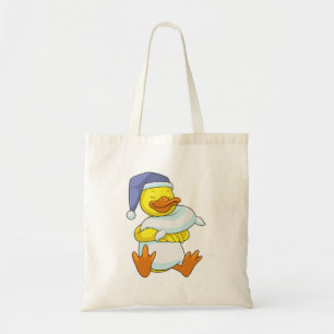 Ente bei Schlafengehen mit Nachtmütze Tragetasche