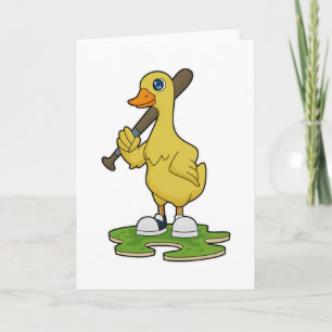 Ente beim Baseball mit Baseballschläger Karte