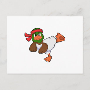 Ente beim Kampfsport Karate Postkarte