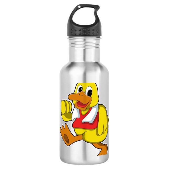 Ente beim Laufen Edelstahlflasche (Vorderseite)