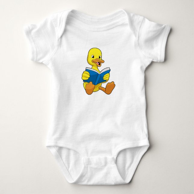 Ente beim Lesen mit Buch Baby Strampler (Vorderseite)