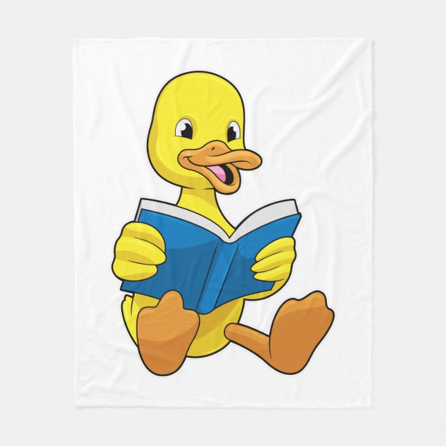 Ente beim Lesen mit Buch Fleecedecke (Vorderseite)
