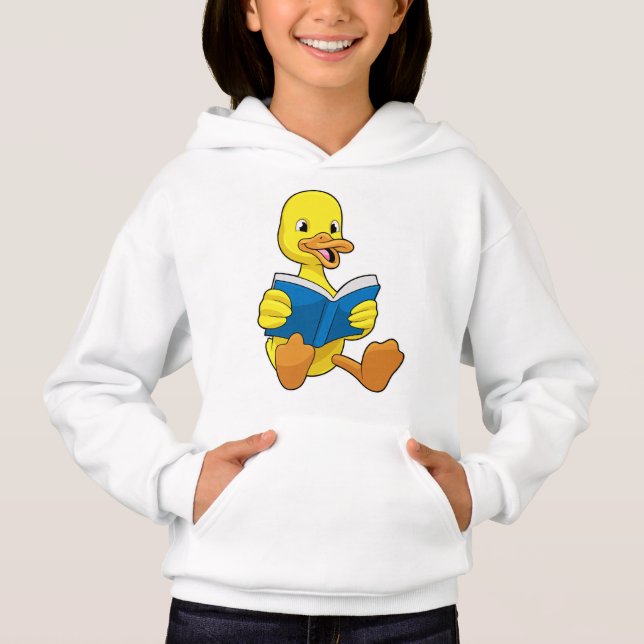 Ente beim Lesen mit Buch Hoodie (Vorderseite)