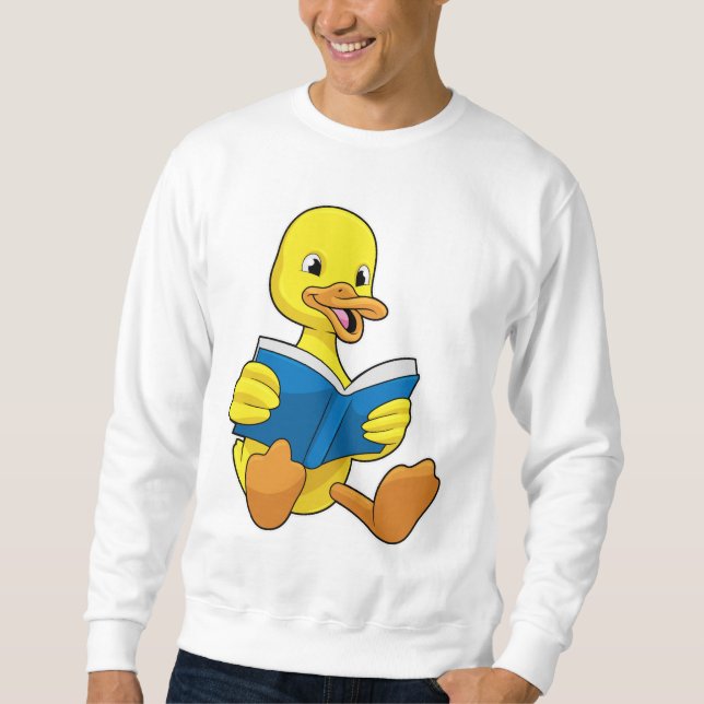 Ente beim Lesen mit Buch Sweatshirt (Vorderseite)