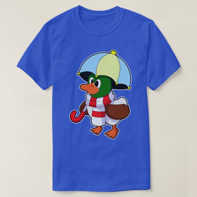 Ente beim Regen mit Regenschirm 2 T-Shirt (Design vorne)