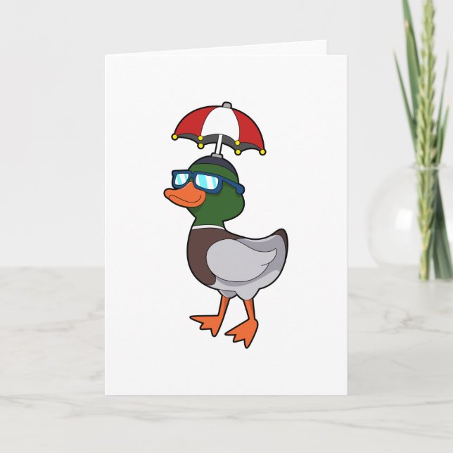 Ente beim Regen mit Umbrella.PNG Karte (Vorderseite)